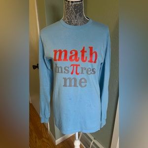 TeePublic Math Inspires Me Pi Long Sleeve Graphic Tee Shirt Size S